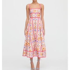 Hill House Pink Floral Midi Dress